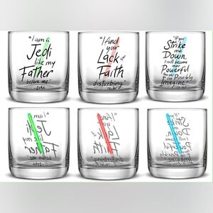 JoyJolt Star Wars Lightsaber Limited Edition Drinking Glass x 6